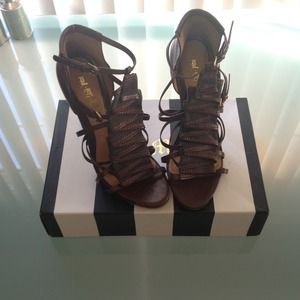 LAMB Brown Strappy Sandal w/ Ruffles