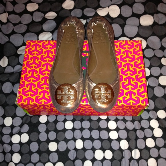 Tory Burch Shoes - Tory burch gold flats. Used once