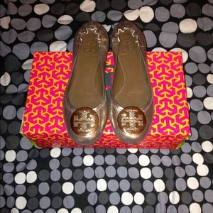 Tory burch gold flats. Used once