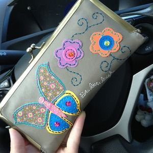 Natural Life leather snap close wallet butterflies