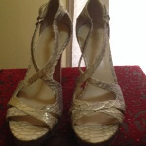 Joan & David snakeskin open toe shoe