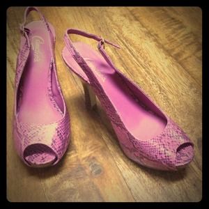 Pink snakeskin heels
