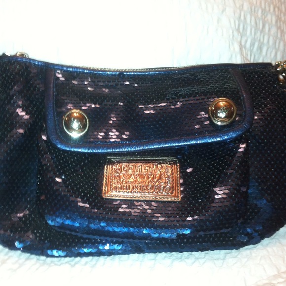 💯 Authentic Coach navy sparkle disco bag❤gifted - Picture 2 of 4