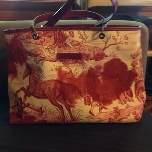 Longchamp canvas/leather printed bag