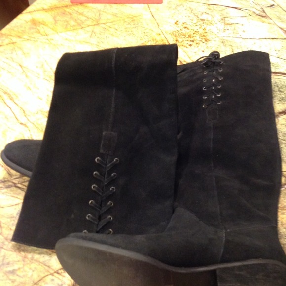Suede boots.