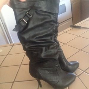 Black high heel boots