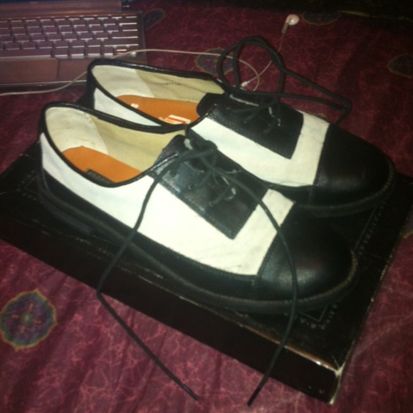 black & white Oxford shoes