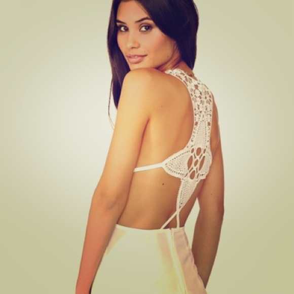 Nasty Gal Sunburst White Crotchet Dress