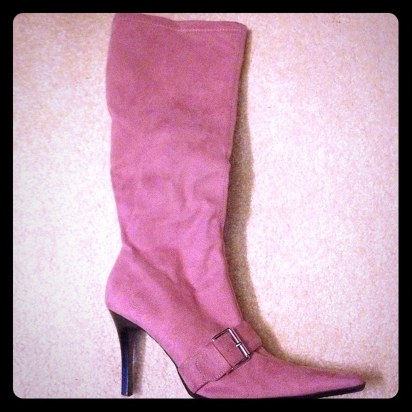 Pink high heel boots