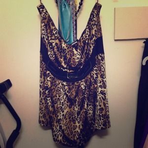 Strapless cheetah shirt