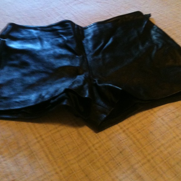 Black leather shorts