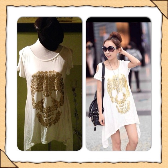 White And Gold Skull Dress