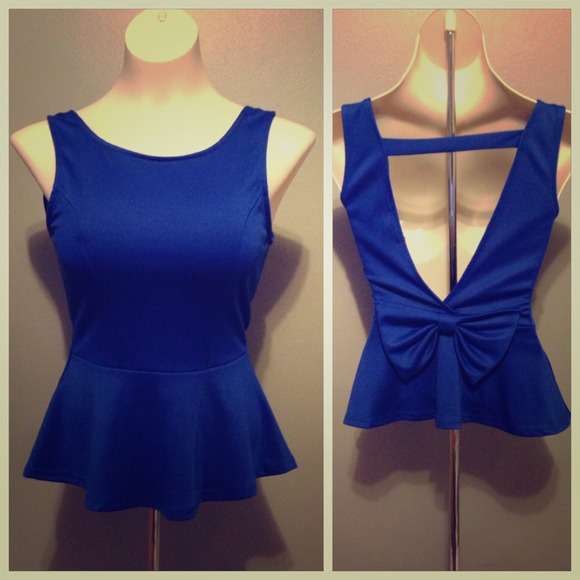 A'GACI Tops - Cute Royal Blue Peplum Top