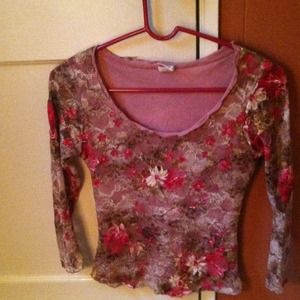 Very cute pink and brown lace top