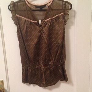 Brown silk shirt with polka dots