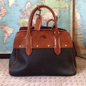Dooney and Bourke Navy and Brown Leather Bag
