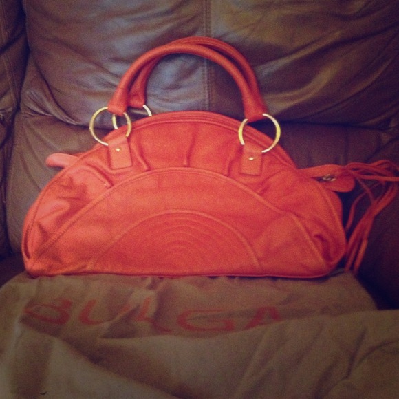 NWOT orange leather BULGA bag!