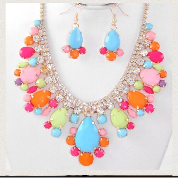 Muti color rhinestone statement set - Picture 1 of 2