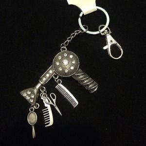 3 Silver Beautician/Cosmetologist themed Keychain