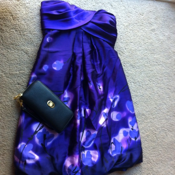 Tube top purple dress with flower