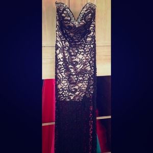 Black over nude laced gown
