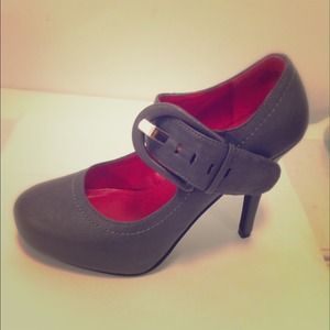 Charcoal grey high heel Mary Jane