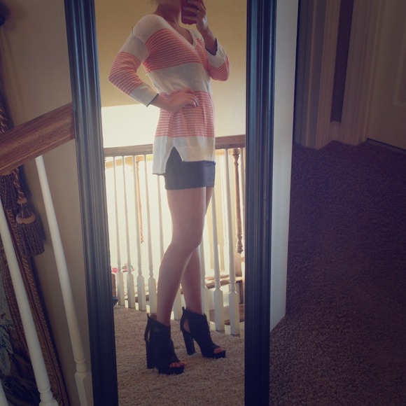 Orange & white striped long sweater shirt