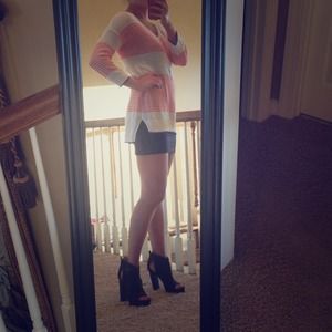 Orange & white striped long sweater shirt