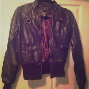 deep brown leather jacket