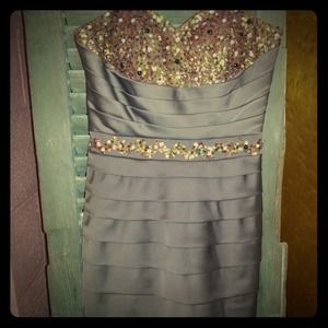 Brown bondage strapless dress