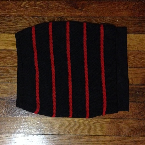 Black with red braided striped pencil skirt!