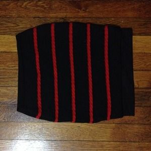 Black with red braided striped pencil skirt!