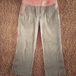 Grey & pink color block crop pants
