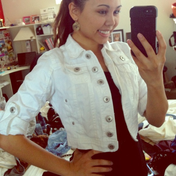White Denim Cropped Jacket