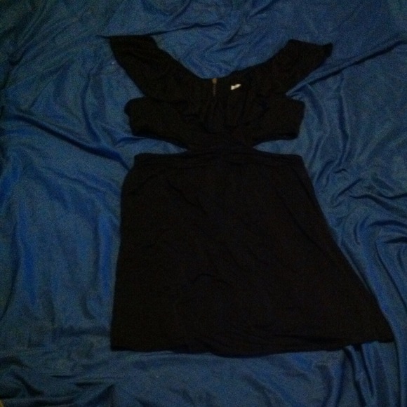 Speechless black cutout dress with ruffle neckline