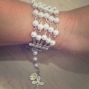 Pearl rosary bracelet.