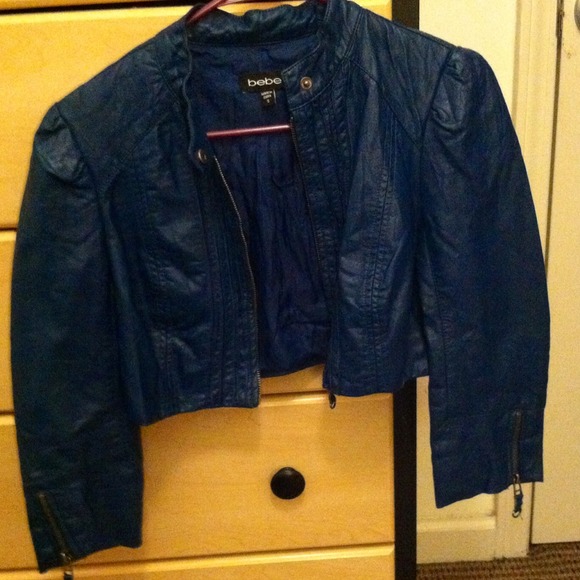 SOLD Teal Bebe Leather Crop Jacket
