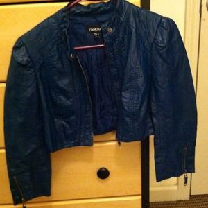SOLD Teal Bebe Leather Crop Jacket