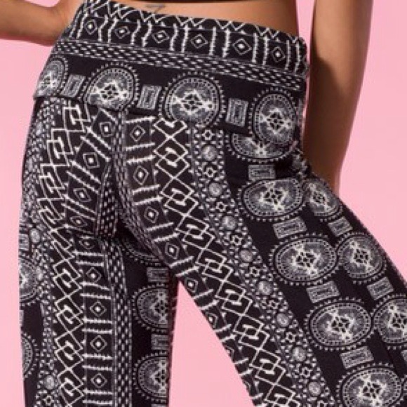 Tribal print pants with fold over waist. LAST PAIR - Picture 3 of 4