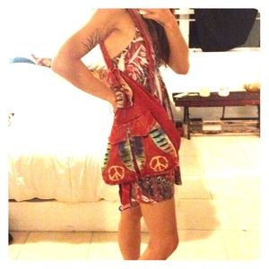 Hippie tied dye back pack.