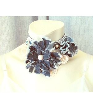 Denim floral cowgirl bib necklace & boot bracelet