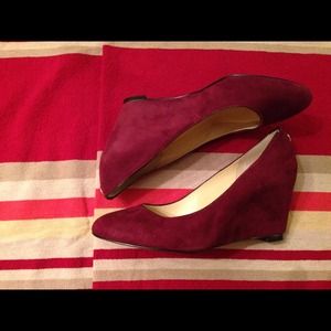 Ivanka Trump wine colored wedge. Suede.