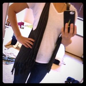 🚫SOLD🚫. Dark grey fringe vest