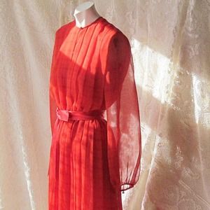 Vintage holiday  party dress sheer pleated