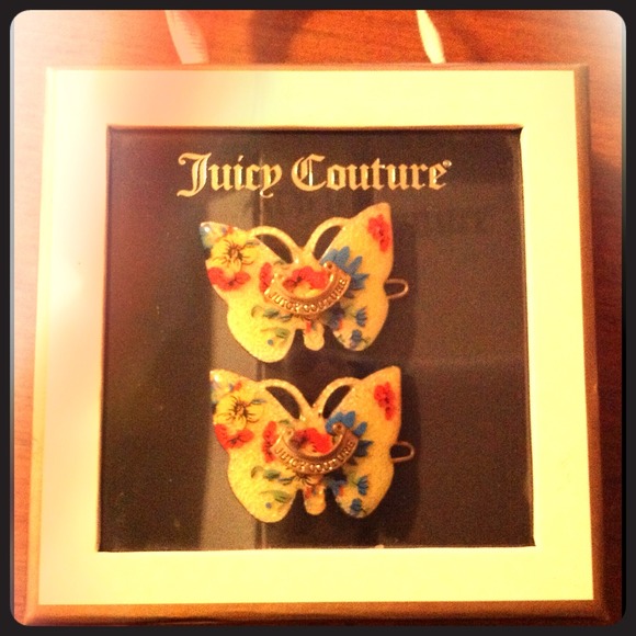 Juicy Couture yellow enameled barrettes.
