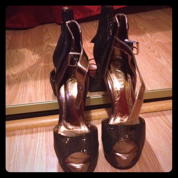 Brown high heels with strap