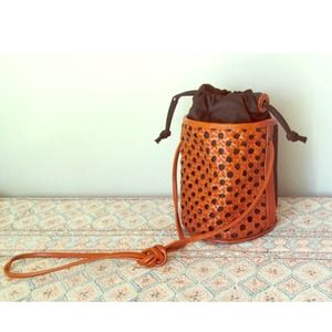 Vintage Sasson brown & black drawstring purse