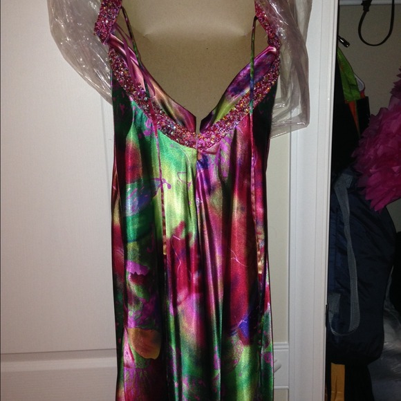 Faviana size 6 silk floor length gown. - Picture 3 of 4
