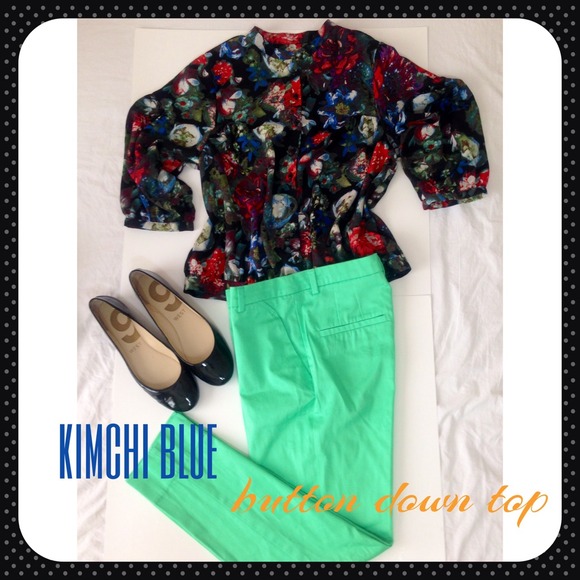 KIMCHI BLUE Floral Button Down Top XS