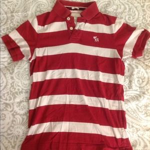 Red and White Striped Abercrombie & Fitch Polo